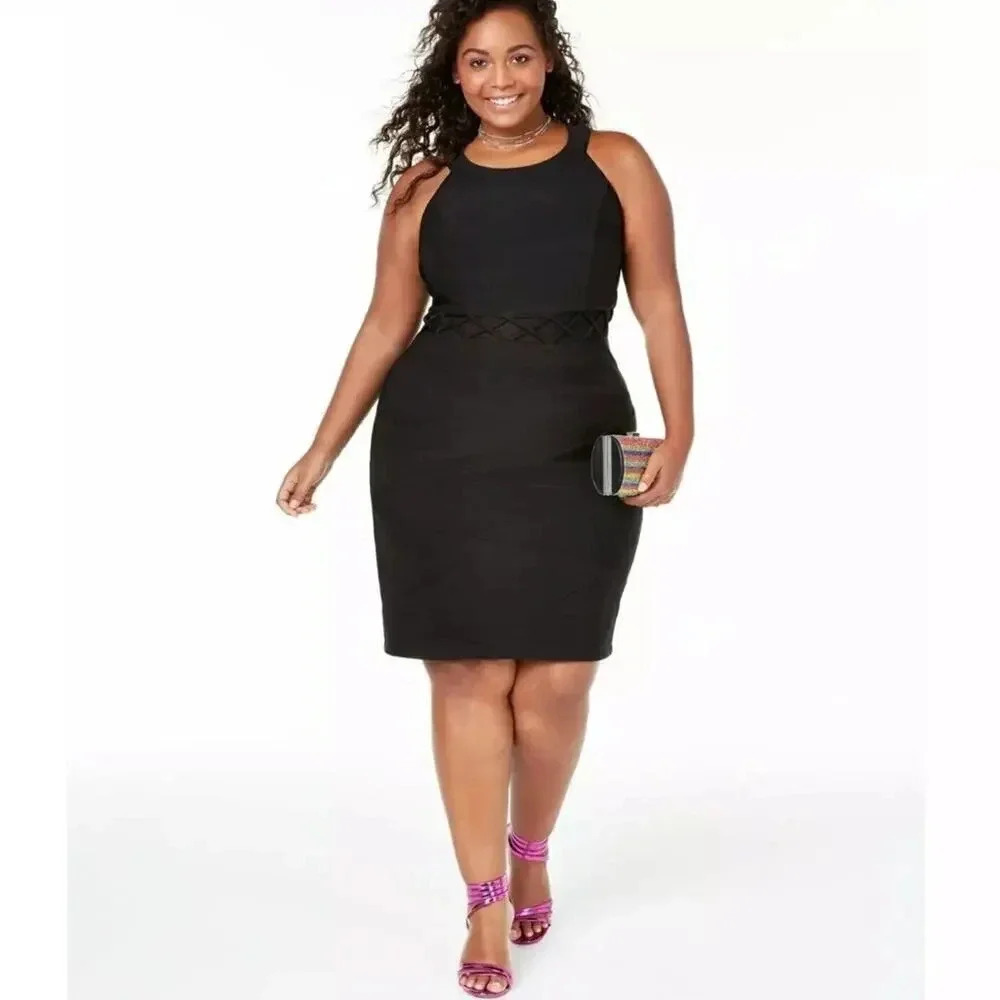 Emerald Sundae Black Bodycon Cutout Sheath Dress LBD Summer Plus Size